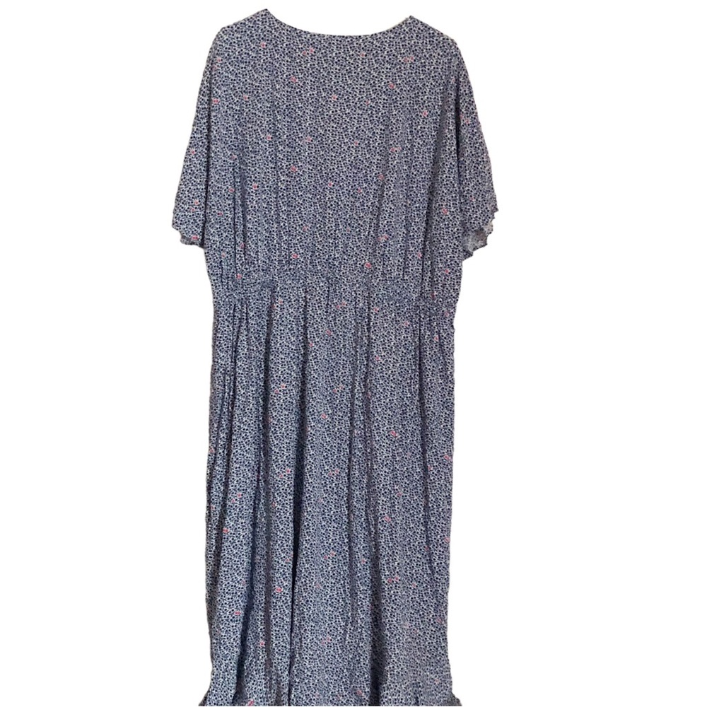 J. Crew Mercantile Blue Pink White Floral V Neck Ruffle Hi Low Dress Siz… - Picture 3 of 7